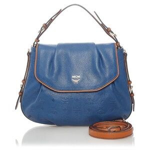 MCM Visetos Leather Two-Way Bag Blue